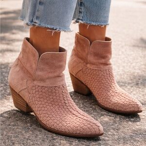 Free People Woven Suede Ankle Boots • Tan / Camel